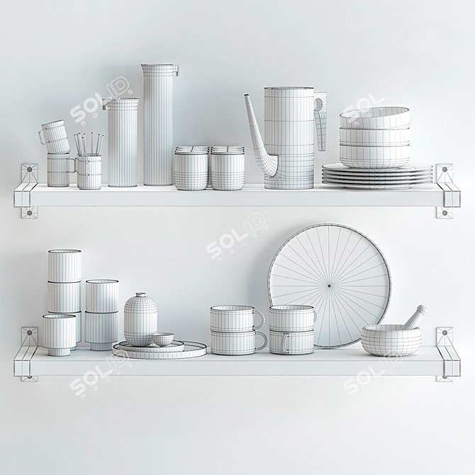 Elegant Kitchen Decor Set 3D model image 2