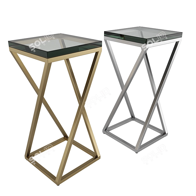 Elegant Clarion Side Table - Bronze & Chrome Finish 3D model image 1