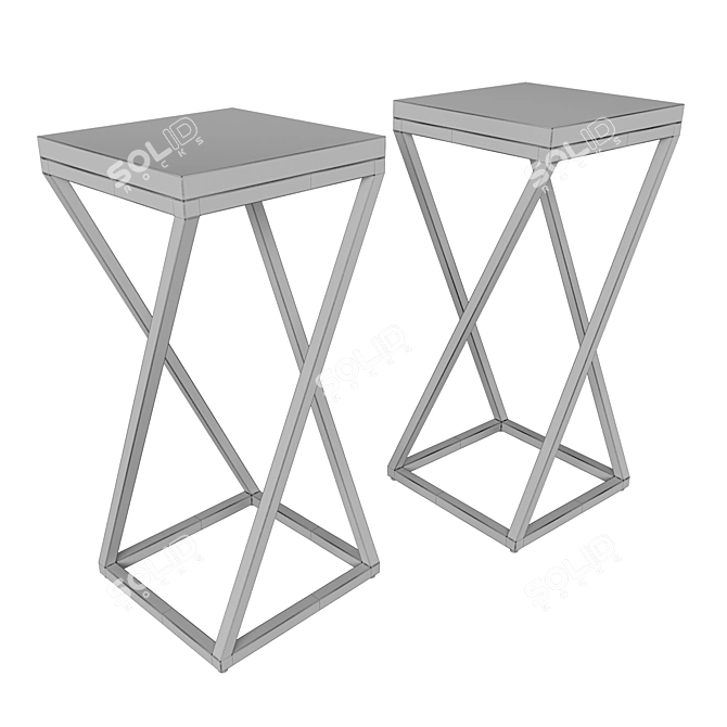 Elegant Clarion Side Table - Bronze & Chrome Finish 3D model image 2