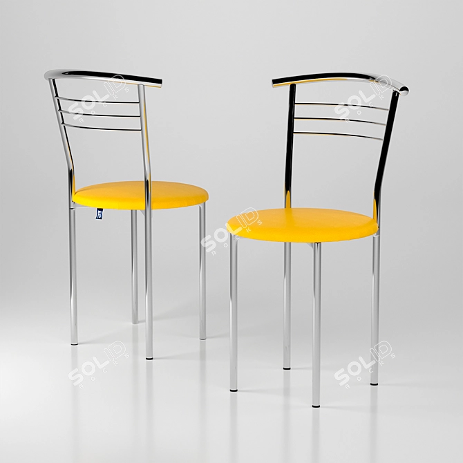 Sleek Chrome Marco & KT-1: Your Modern Dining Set 3D model image 2