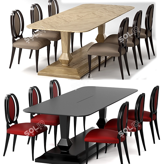 Luxury Decagonal Dining Table & Sidonie Chair 3D model image 1