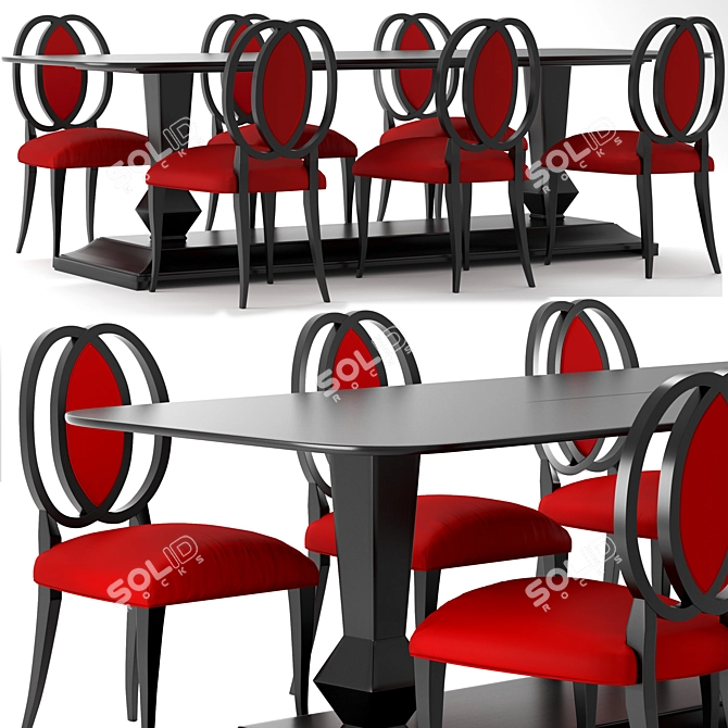 Luxury Decagonal Dining Table & Sidonie Chair 3D model image 2