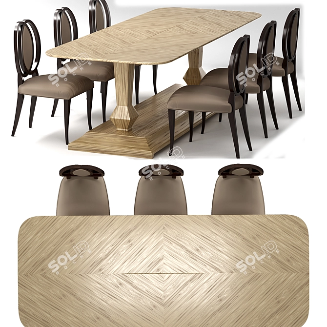 Luxury Decagonal Dining Table & Sidonie Chair 3D model image 3