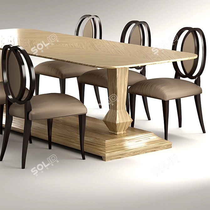 Luxury Decagonal Dining Table & Sidonie Chair 3D model image 4