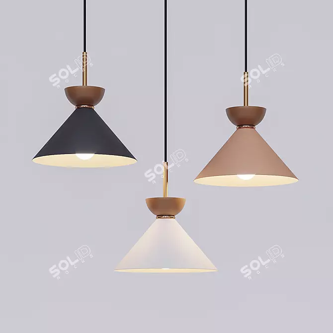 AIKE Conical Pendant Lamp Set (Three Colors) 3D model image 1