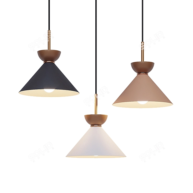 AIKE Conical Pendant Lamp Set (Three Colors) 3D model image 2