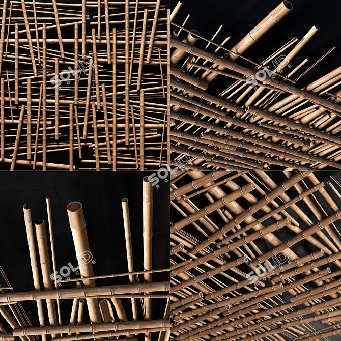 Bamboo Tiki Bar Ceiling Decor 3D model image 1