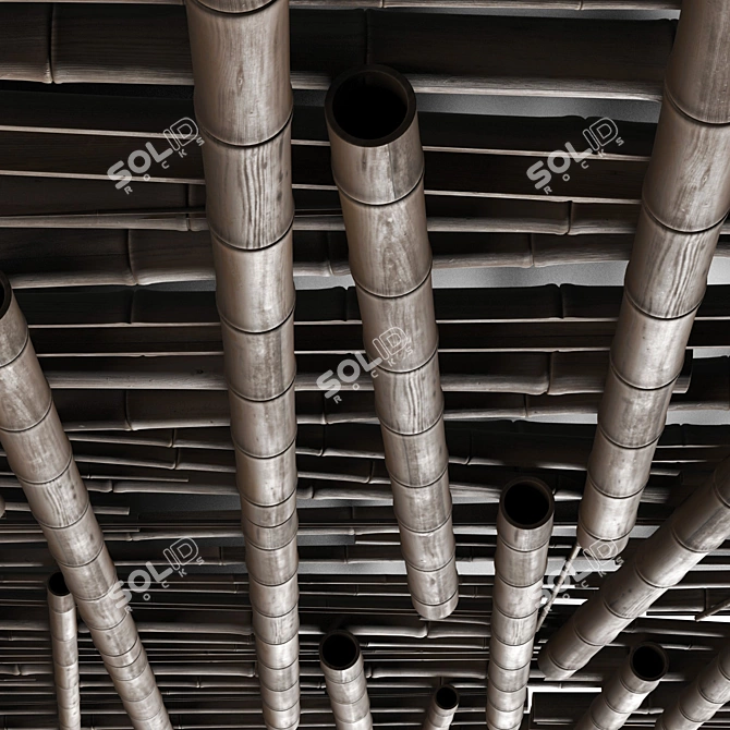 Bamboo Tiki Bar Ceiling Decor 3D model image 4