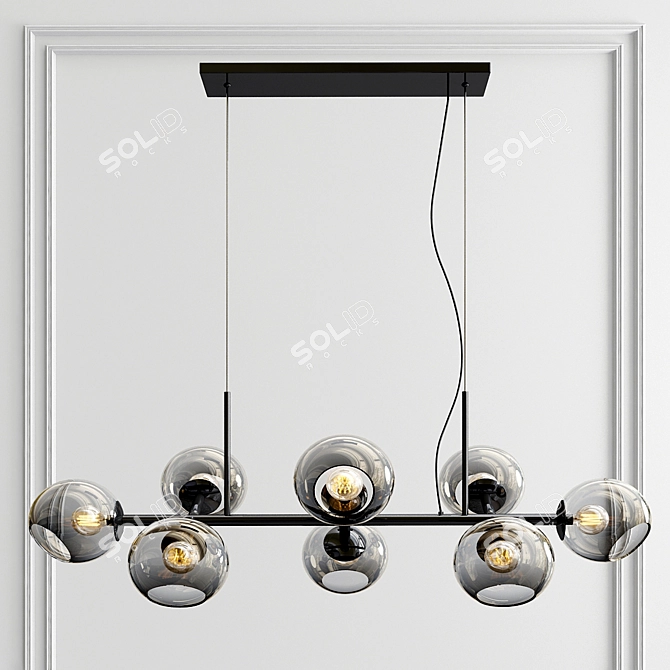 Stylish Staggered Glass Chandeliers 3D model image 2