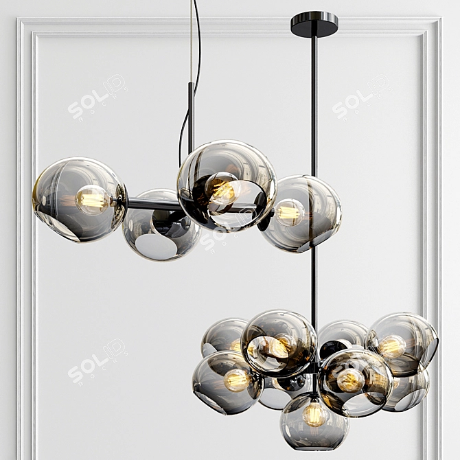 Stylish Staggered Glass Chandeliers 3D model image 3