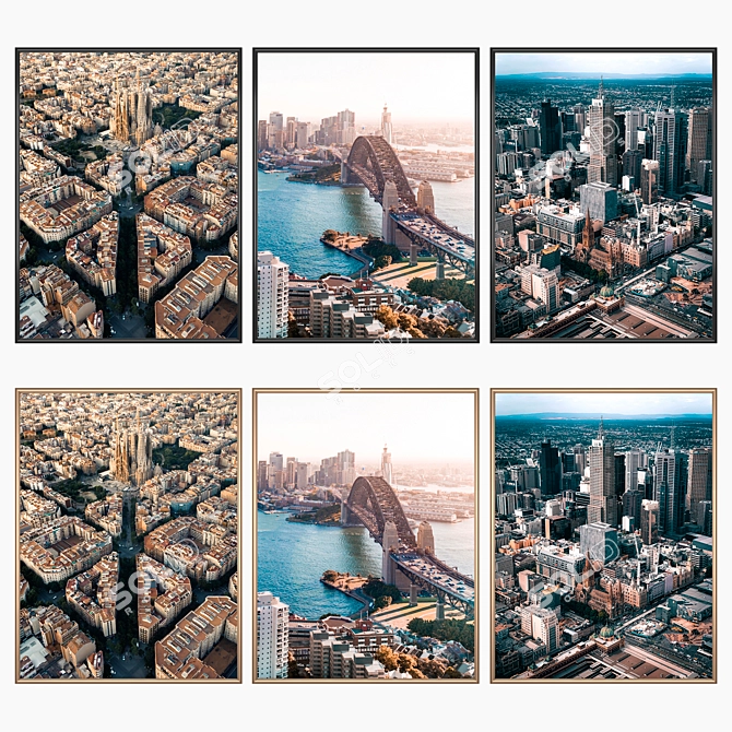 Modern Wall Art Set with Multiple Frames 3D model image 2