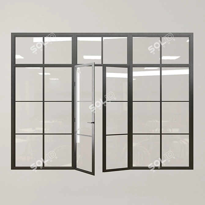 Industrial Glass Doors 3D model image 1