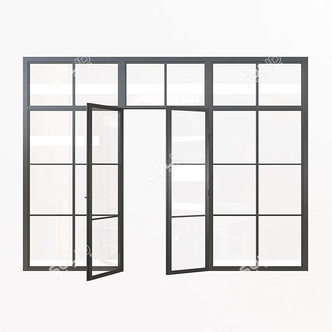 Industrial Glass Doors 3D model image 2