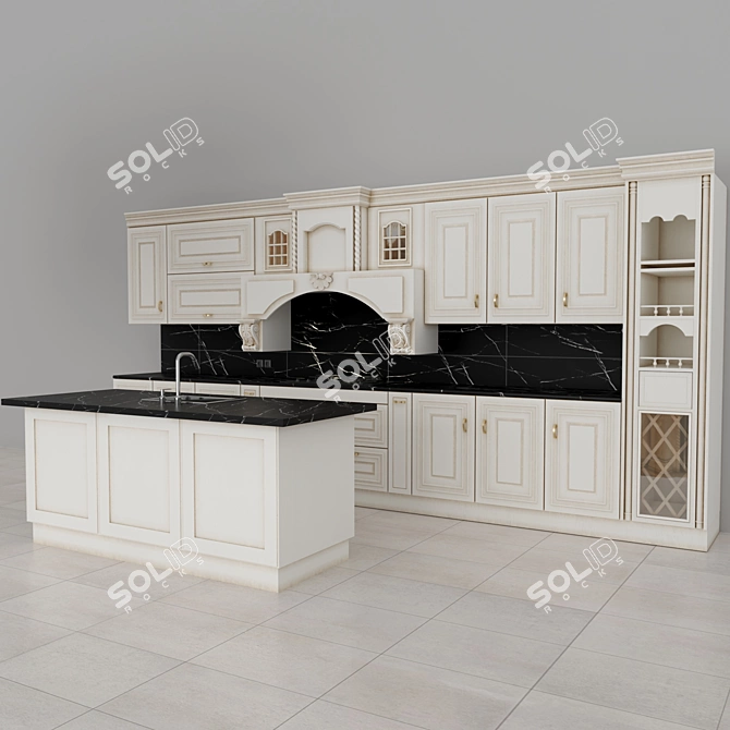 Modern Kitchen Room Design 3D model image 1