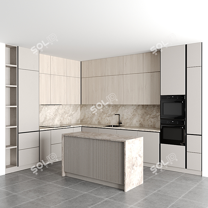 Modern Modular Kitchen: 3D Model with Vray and Corona for 3ds Max 3D model image 1