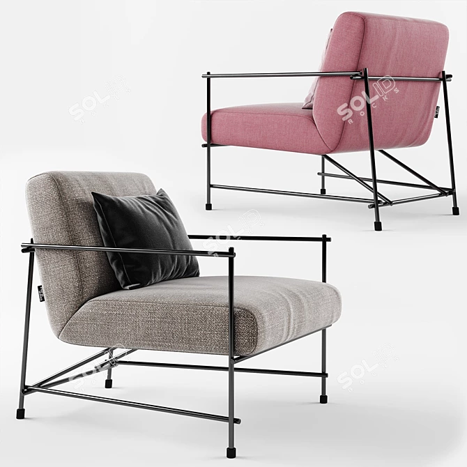 DitreItalia KYO: Modern Metal Frame Armchair 3D model image 1