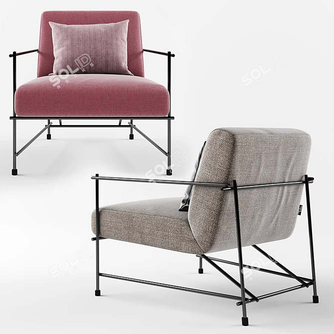 DitreItalia KYO: Modern Metal Frame Armchair 3D model image 2