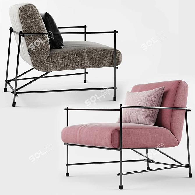 DitreItalia KYO: Modern Metal Frame Armchair 3D model image 3