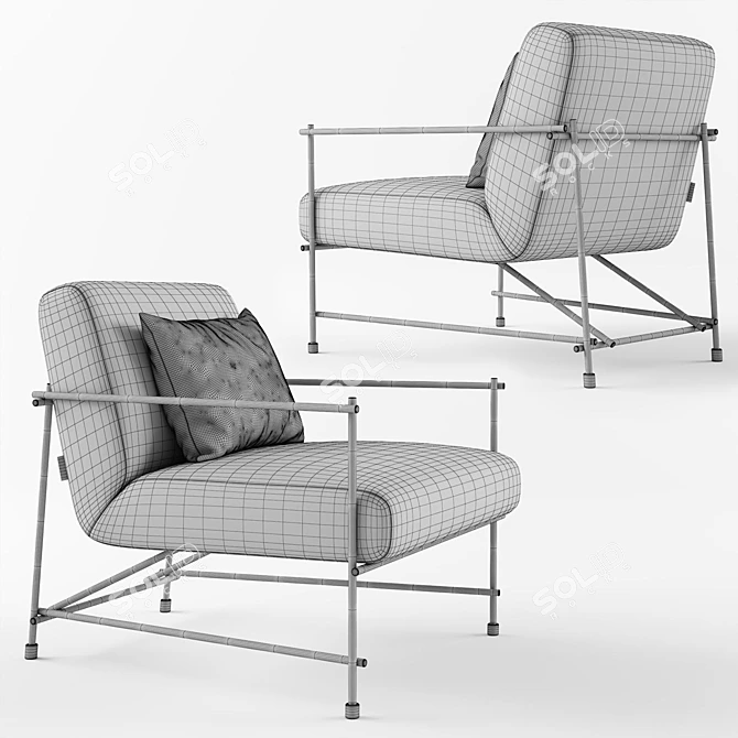 DitreItalia KYO: Modern Metal Frame Armchair 3D model image 4