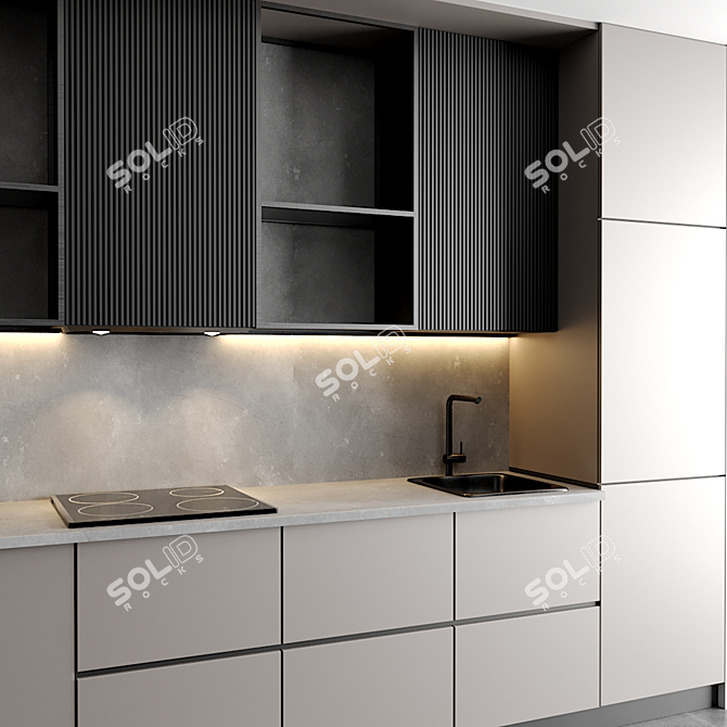 Modern Kitchen Design with Easy Editing - 3ds Max & Corona/Vray 3D model image 3