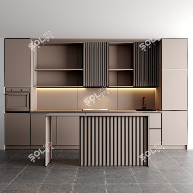 Modern Kitchen Design with Easy Editing - 3ds Max & Corona/Vray 3D model image 4