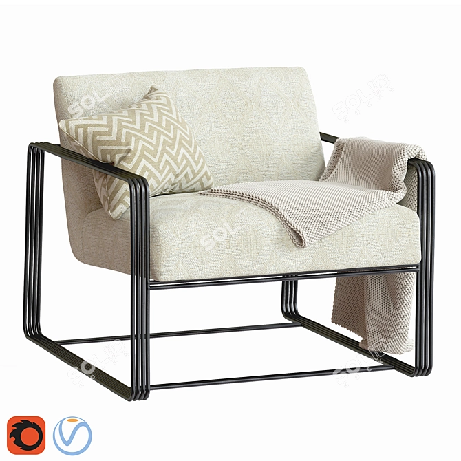 Arteriors Vince Lounge Chair - Frost Chenille 3D model image 1