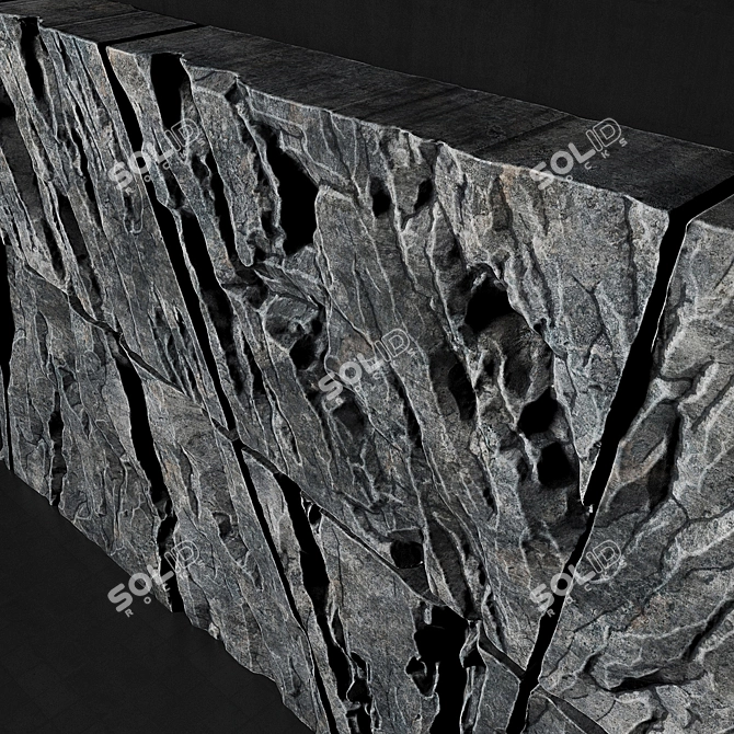 Rock Splinter Slab: Textured, Smoothing Geometry 3D model image 2