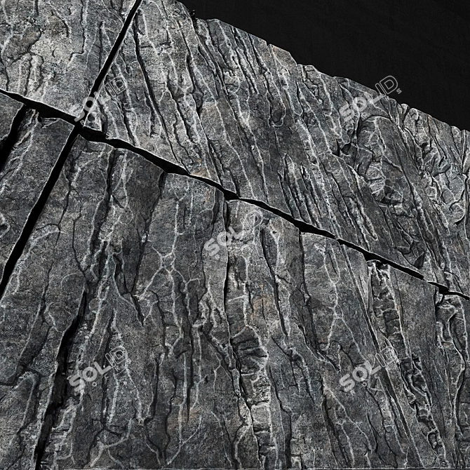 Rock Splinter Slab: Textured, Smoothing Geometry 3D model image 3