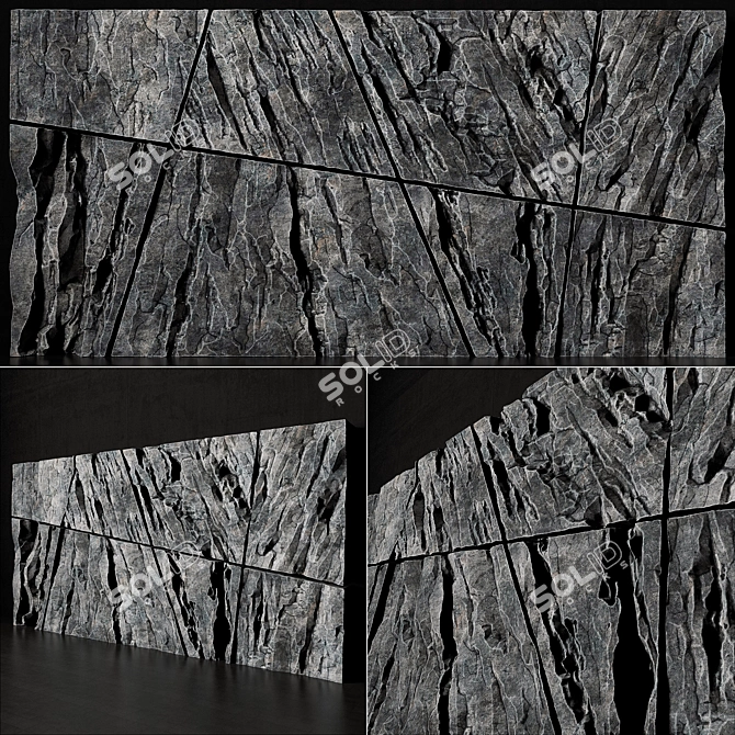 Rock Splinter Slab: Textured, Smoothing Geometry 3D model image 5