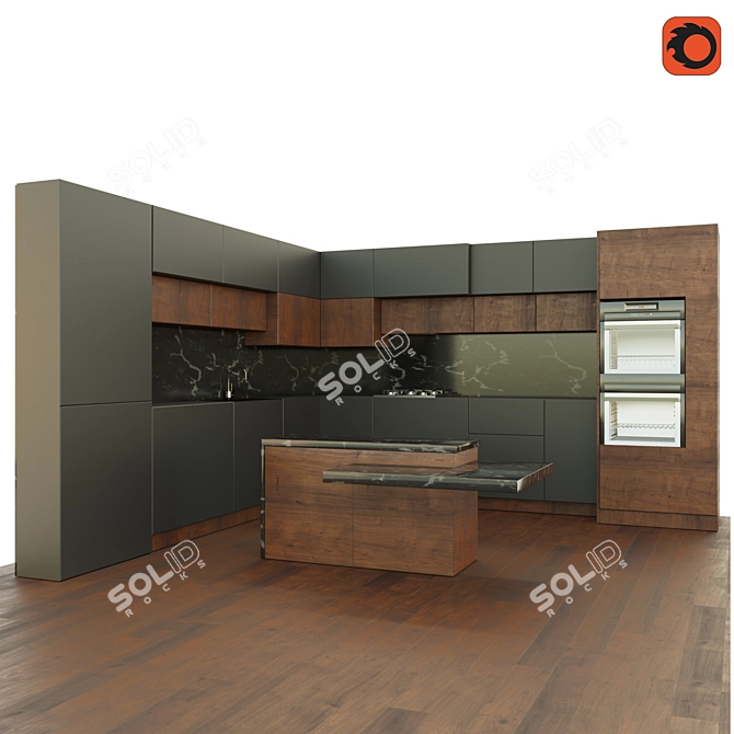 Realistic Kitchen Model 3D model image 2