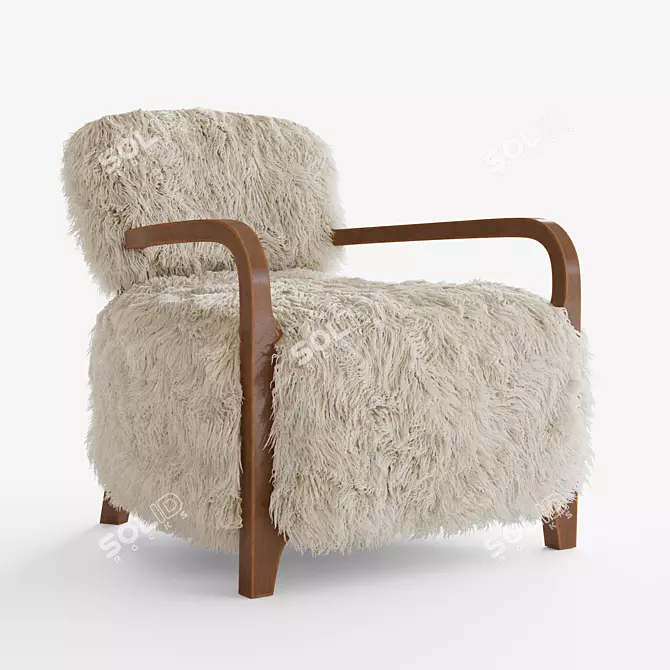 Luxurious Yeti Sheepskin Armchair 3D model image 1