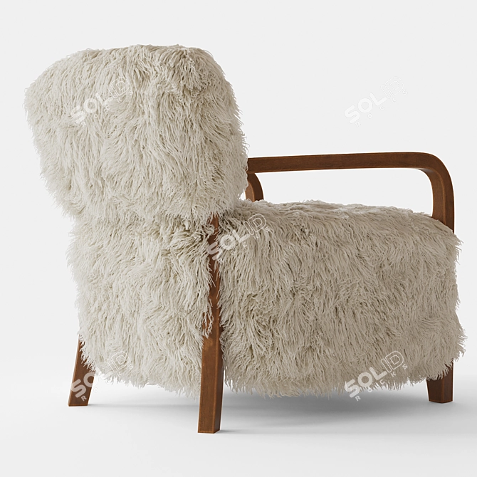 Luxurious Yeti Sheepskin Armchair 3D model image 2