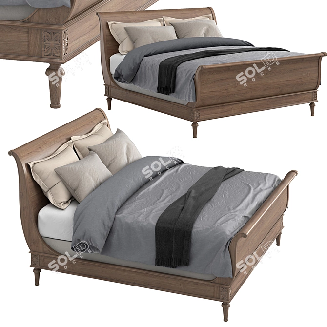 Elegant RH Empire Sleigh Bed 3D model image 1