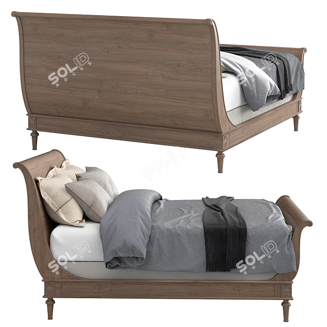 Elegant RH Empire Sleigh Bed 3D model image 4