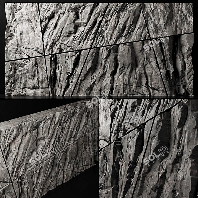 Splintered Stone Slab Wall 3D model image 1