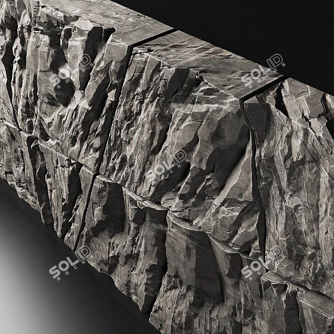 Splintered Stone Slab Wall 3D model image 4