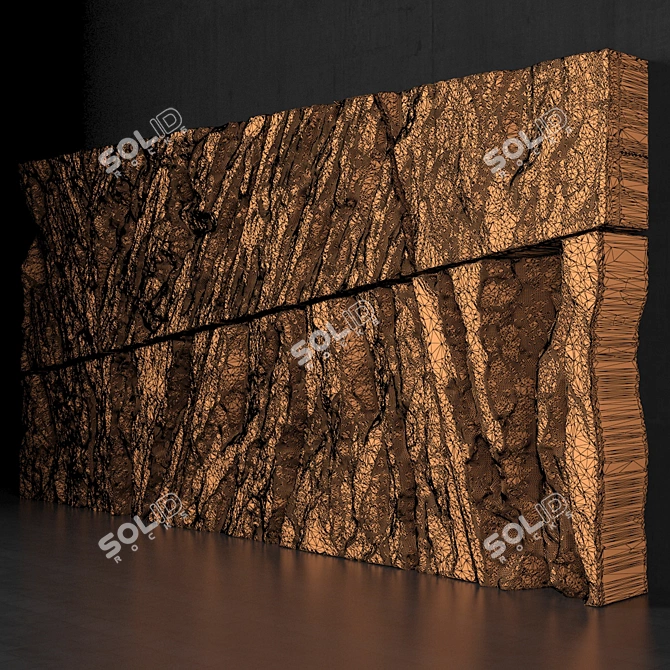 Splintered Stone Slab Wall 3D model image 5