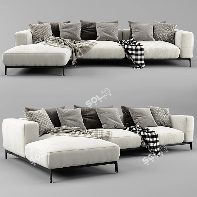 Elegant Flexform Ettore Chaise Longue Sofa 3D model image 1