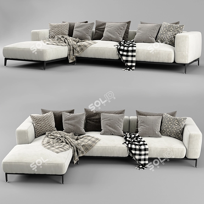 Elegant Flexform Ettore Chaise Longue Sofa 3D model image 2