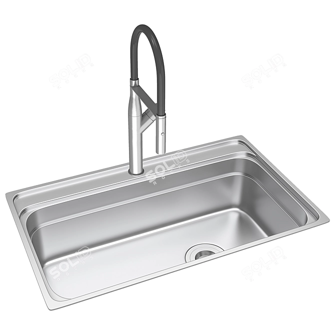 Modern Sink & Lux Faucet Set 3D model image 5