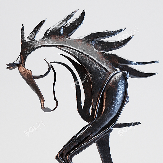 Elegant Iron Stallion Sculpture 3D model image 1