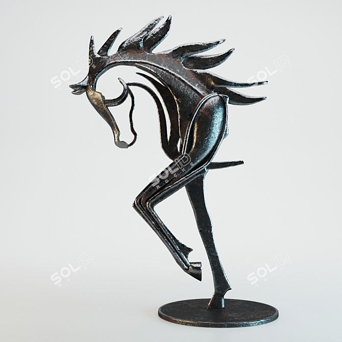 Elegant Iron Stallion Sculpture 3D model image 3