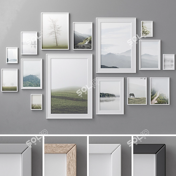 Versatile 4-Piece Photo Frames: Set 372 3D model image 1