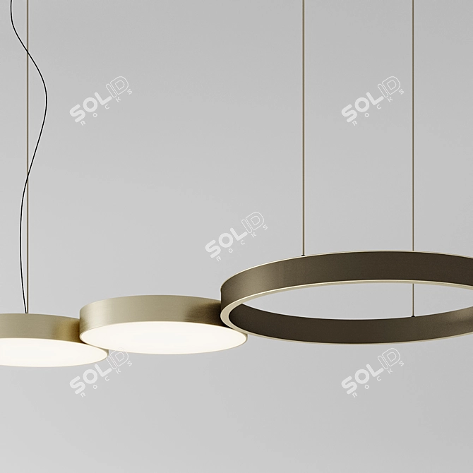 LED Ring Pendant Chandelier 3D model image 3