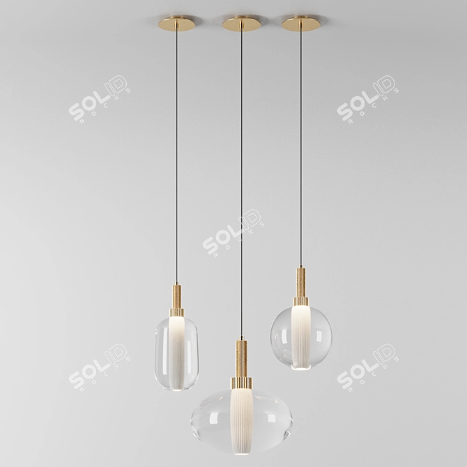 Glass Shade LED Pendant Collection 3D model image 1