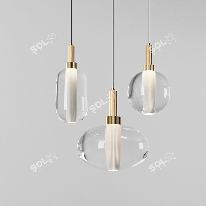 Glass Shade LED Pendant Collection 3D model image 2