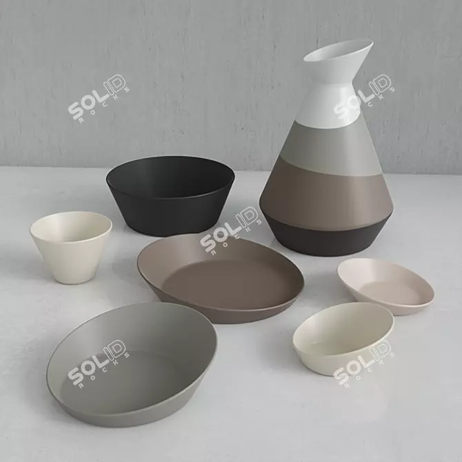 Ceramic Kitchen Decor Set 3D model image 1