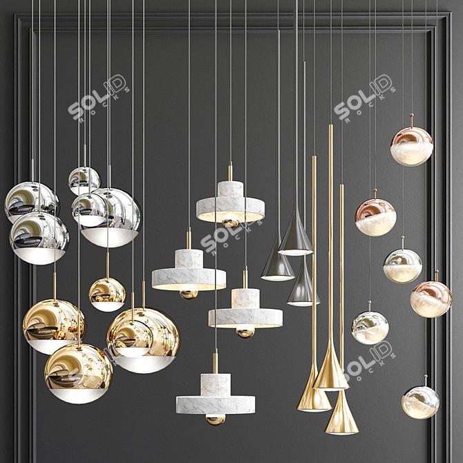 Modern Pendant Light Set - Four Hanging Lights 3D model image 1