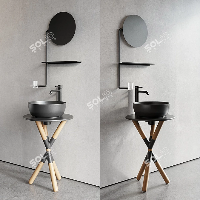 Scarabeo Cross Floor-standing Vanity Set 3D model image 4