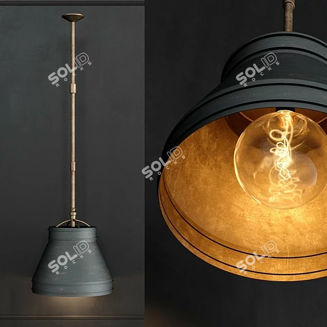 Retro Drum Pendant Light 3D model image 1